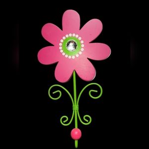 FINAL PRICE - Flower Coat Hook 11.5" x 6" with Center Bling